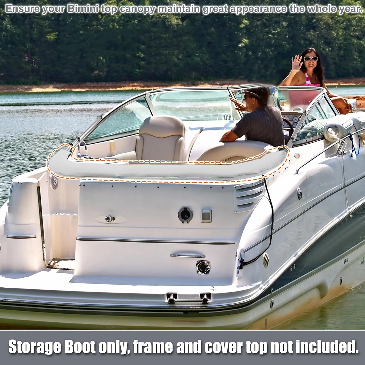 X AUTOHAUX Bimini Top Storage Boot Cover Waterproof Boat Bimini Storage Bag 600D Polyester Canvas Sun Resist Universal for 3 Bow 4 Bow
