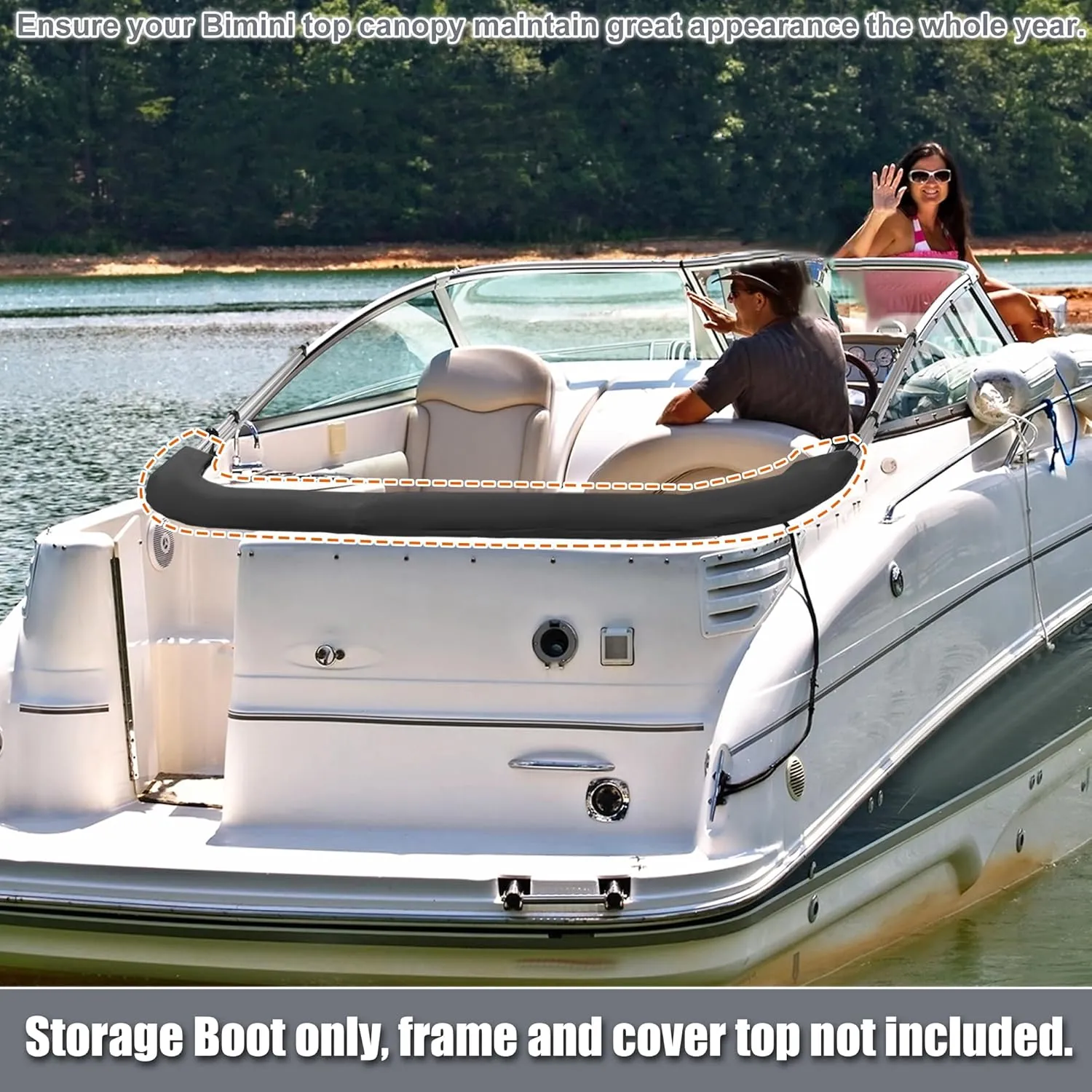 X AUTOHAUX Bimini Top Storage Boot Cover Waterproof Boat Bimini Storage Bag 600D Polyester Canvas Sun Resist Universal for 3 Bow 4 Bow