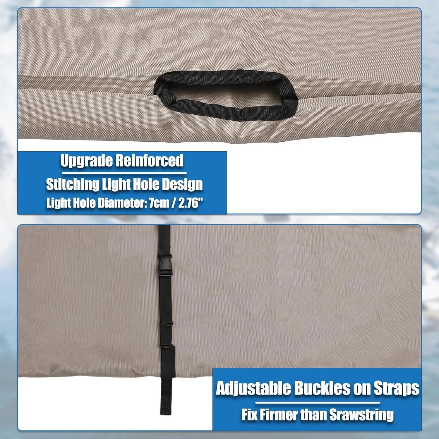 X AUTOHAUX Square Frame Bimini Top Storage Boot Cover with Stern Light Hole Boat Bimini Storage Bag with 2 Fixed Straps for 3 Bow 4 Bow 1 Set