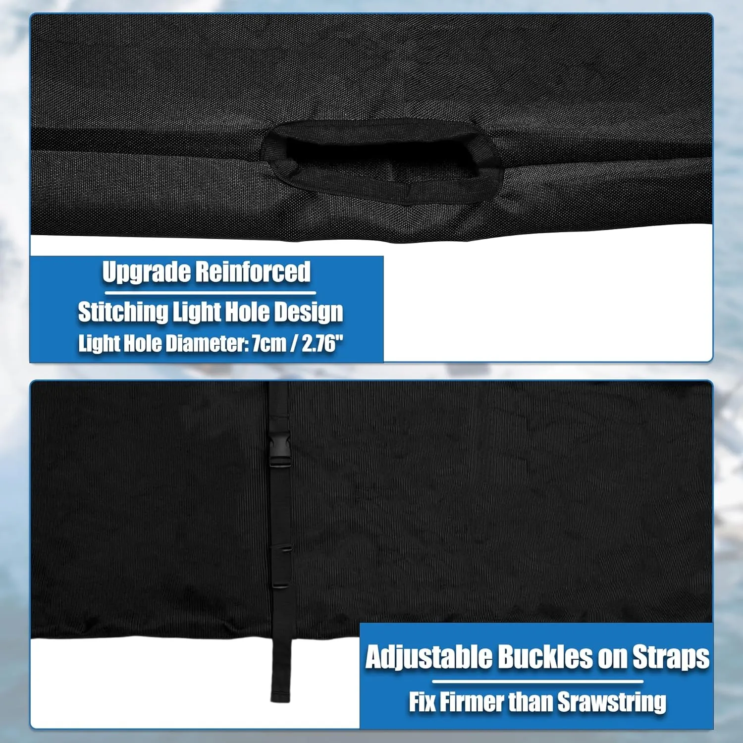 X AUTOHAUX Square Frame Bimini Top Storage Boot Cover with Stern Light Hole Boat Bimini Storage Bag with 2 Fixed Straps for 3 Bow 4 Bow 1 Set