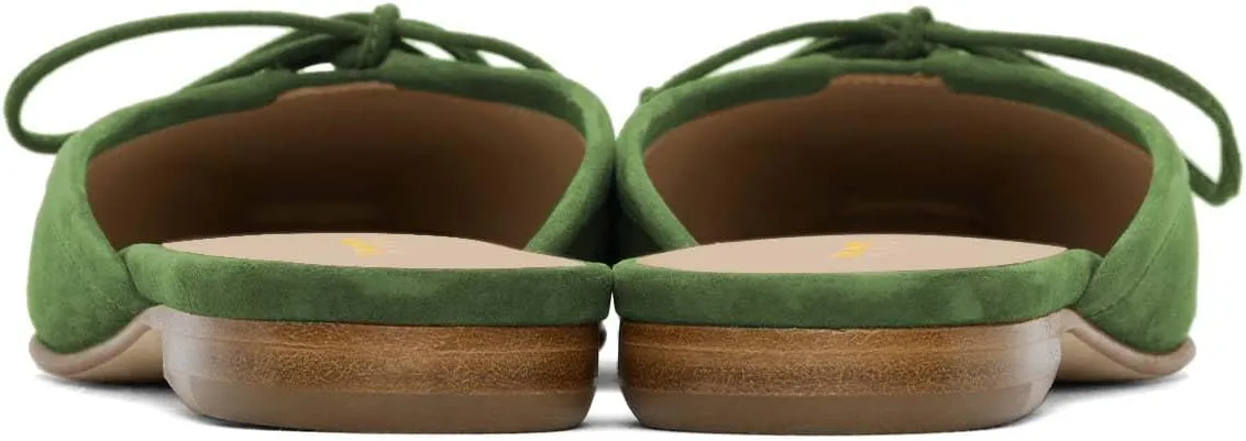XYD Women Closed Toe Flat Clog Mules with Bowknot Open-Back Slip On Round Toe Daily Walking House Slipper Shoes