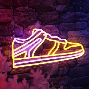 YALLOVE Sneaker Neon Sign for Wall Decoration, USB Powered Shoe Led Light, Brightness Adjustable (Battery Case)