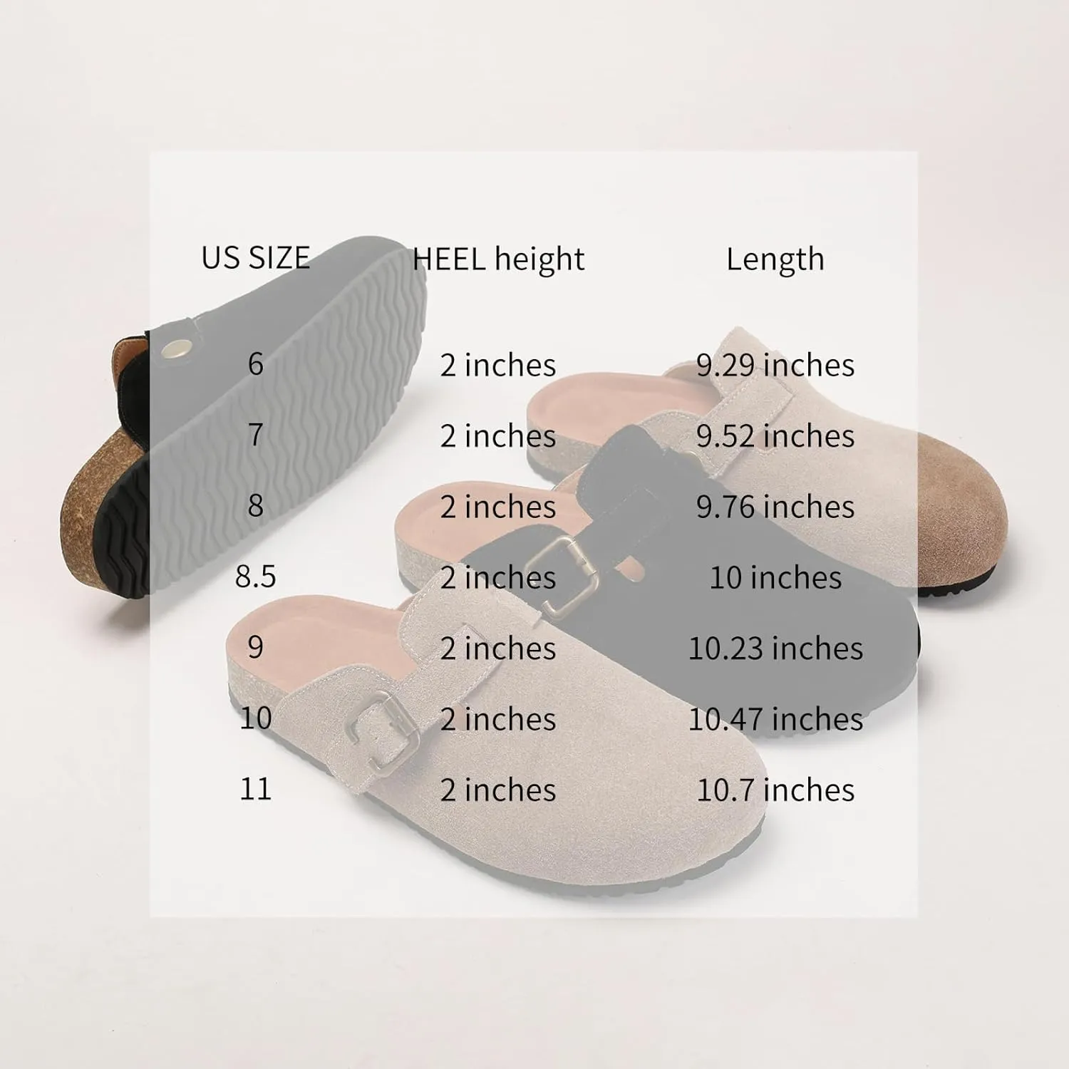 Yenktwei Women's Suede Clogs Cork Footbed Mule Shoes for Women Casual Slip-On Sandals with Arch Support Black