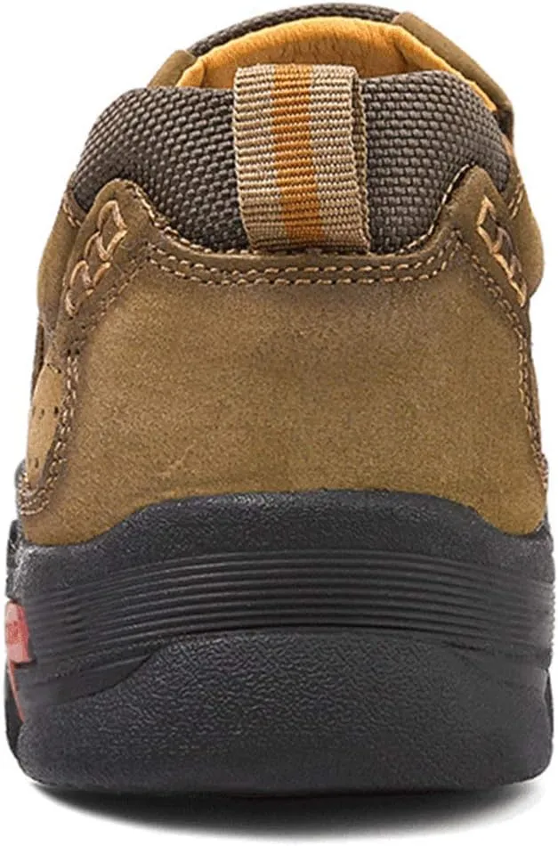 YONGJIA Men's Classic Outdoor Leather Non-Slip Lightweight Breathable Loafers Shoes Hiking Casual Shoes