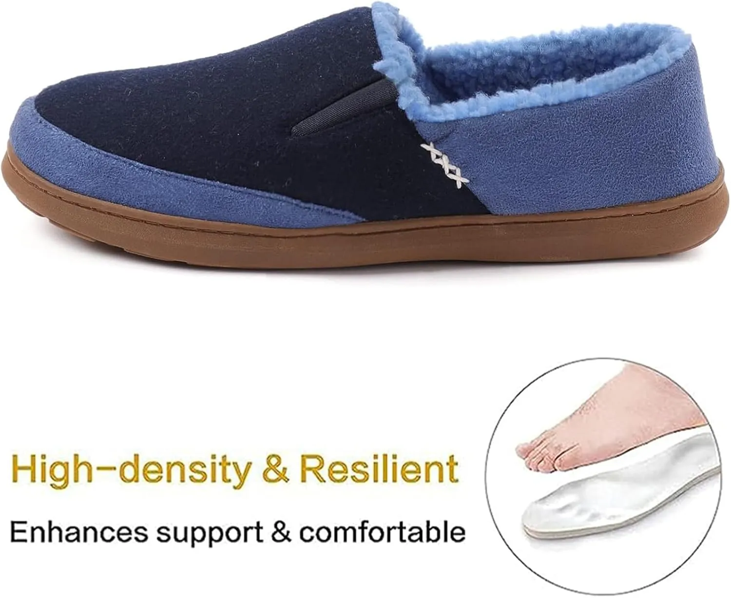 Zigzagger Men's Zermatt Wool-blend Loafer Slippers with Memory Foam Indoor