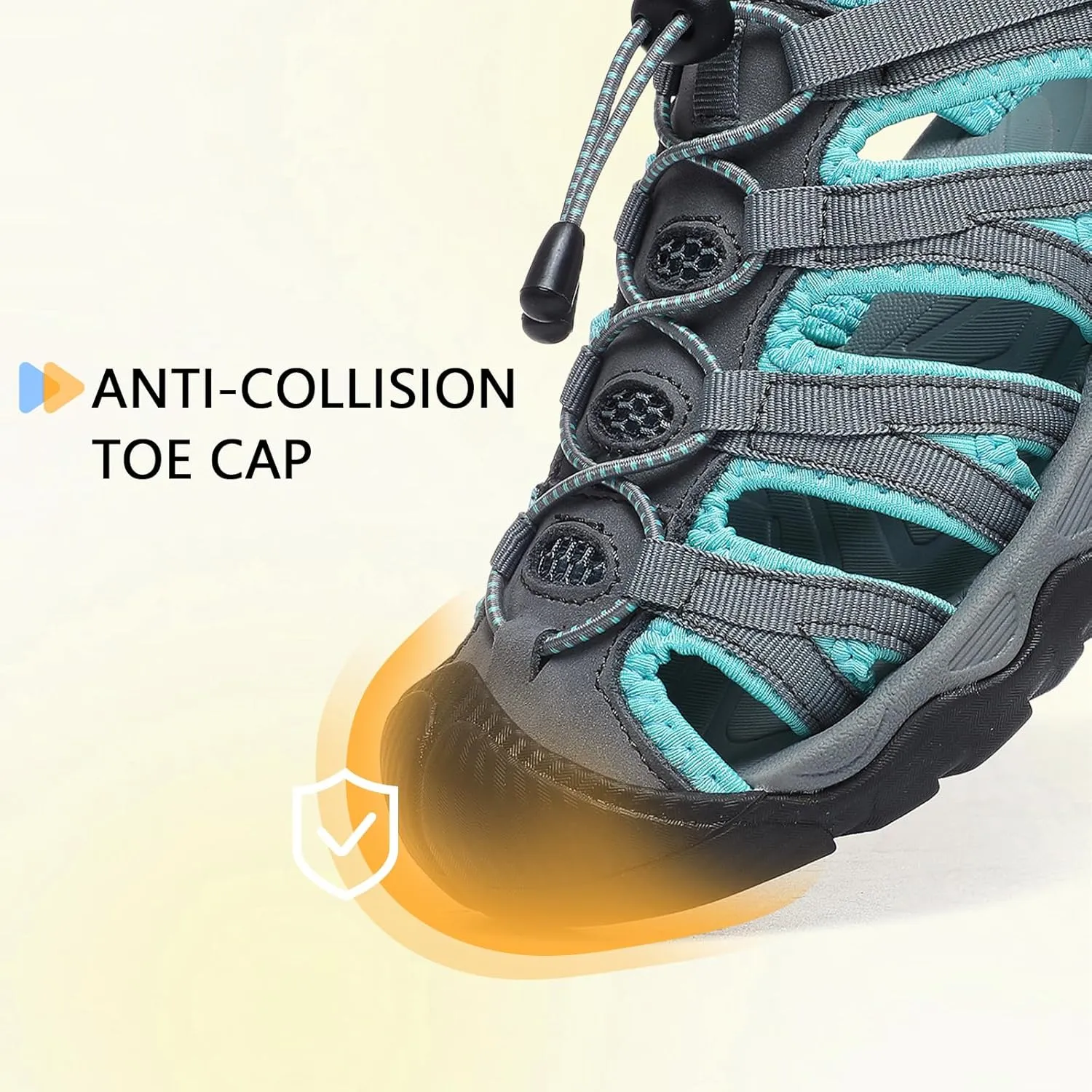ziitop Womens Hiking Sandals Closed Toe Summer Outdoor Adventurous Beach Sandals Lace Adjustable Double Buckle Water Shoes