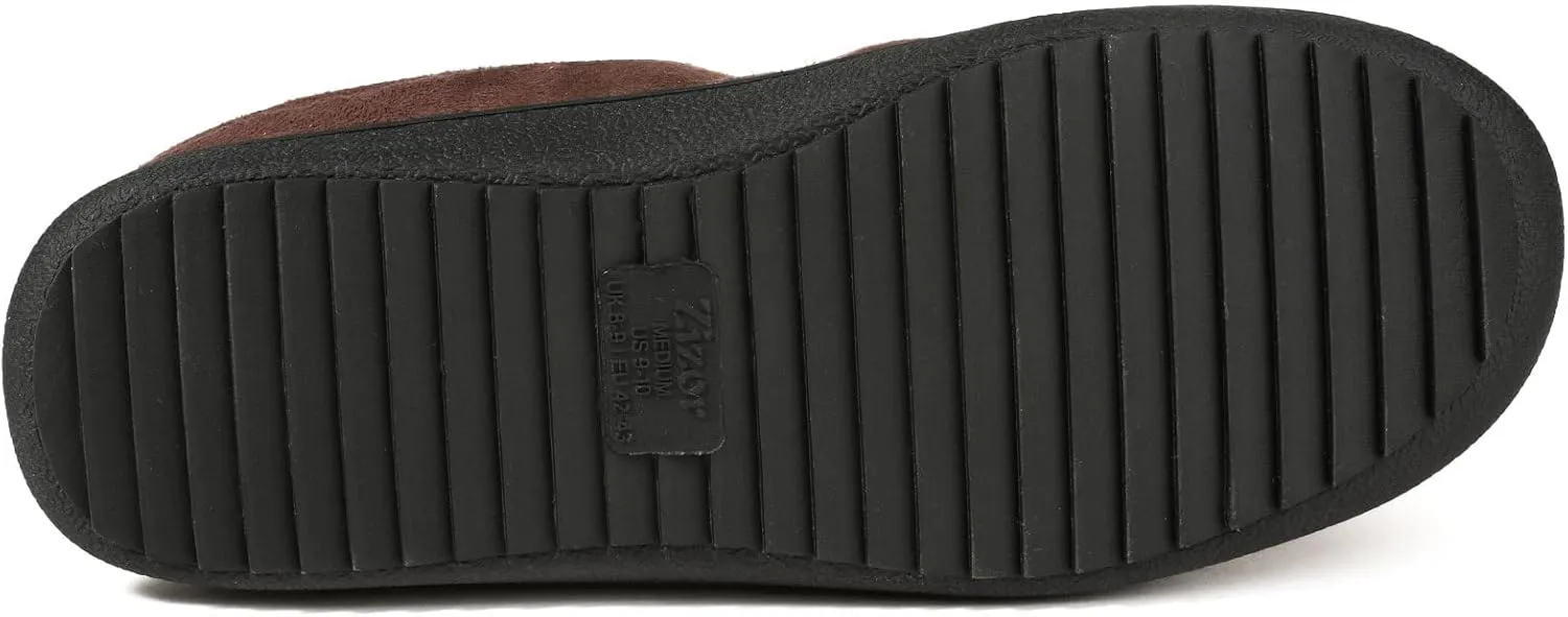 Zizor Men's Breathable Suede Fleece Lined Slippers with Memory Foam Indoor/Outdoor